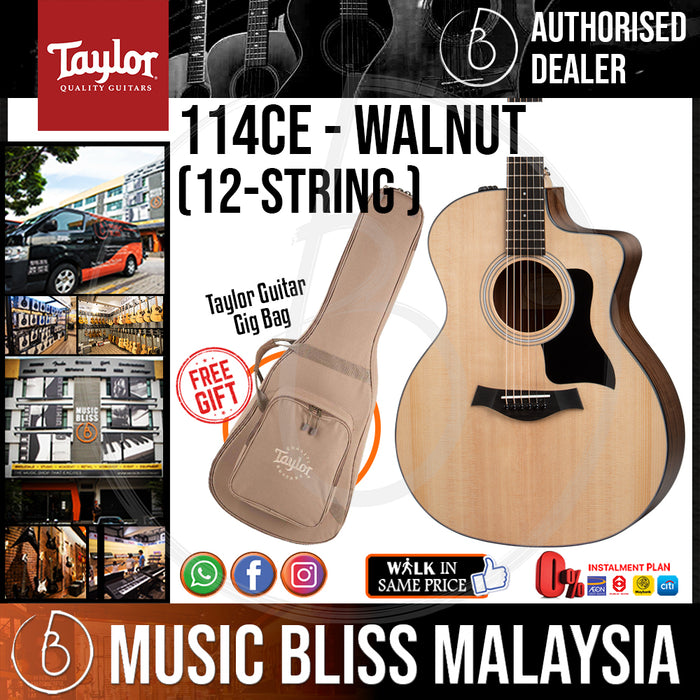 Taylor 150e 12-string - Layered Walnut Back and Sides with Bag (150-e / 150 e) *Crazy Sales Promotion* - Music Bliss Malaysia