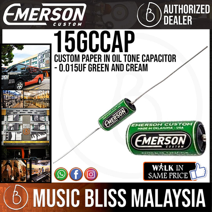 Emerson Custom Paper in Oil Tone Capacitor - 0.015uf Green and Cream - Music Bliss Malaysia