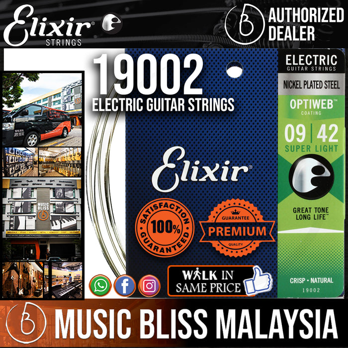 Elixir Strings Optiweb Electric Guitar Strings .009-.042 Super Light - Music Bliss Malaysia