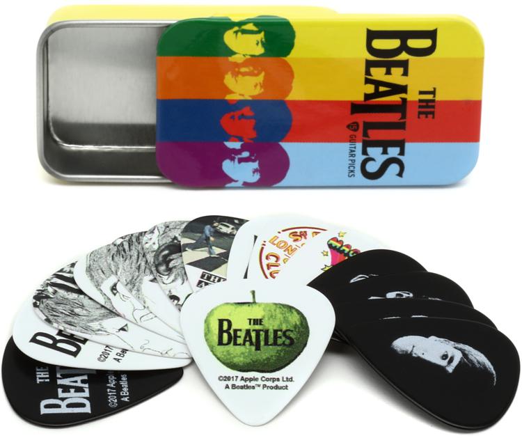 D'Addario Beatles Signature Pick-Tin, Stripes, 15 Picks, Medium (1CAB4-15BT2) - Music Bliss Malaysia