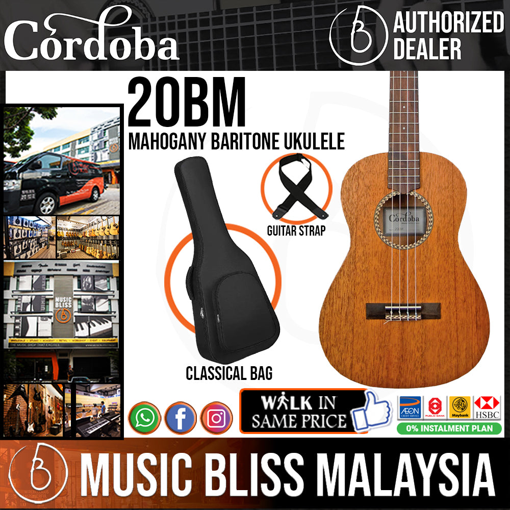 Cordoba 20BM Mahogany Baritone Ukulele Solid Mahogany Top