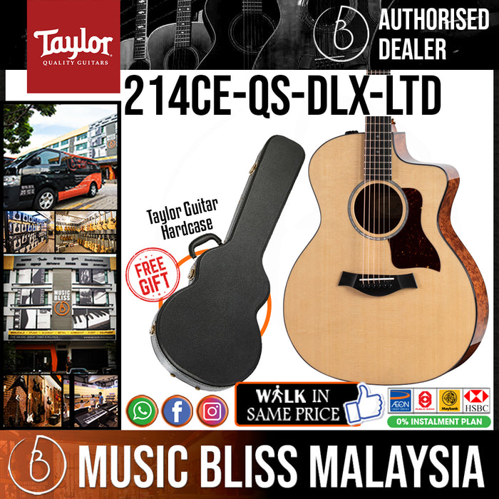 Taylor 214ce-QS Quilted Sapele Deluxe Limited - Natural *Special Store Promo* - Music Bliss Malaysia