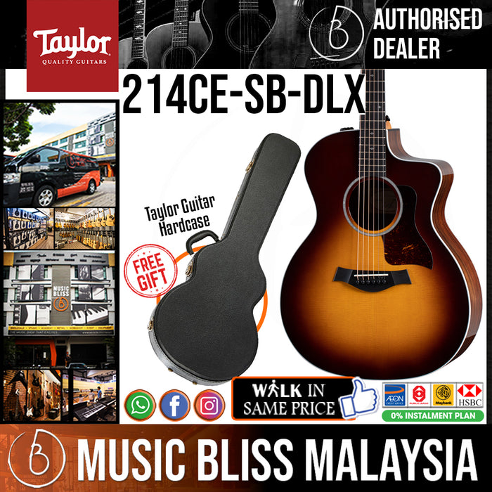 Taylor 214ce-SB DLX Acoustic-Electric Guitar - Tobacco Sunburst *Special Store Promo* - Music Bliss Malaysia