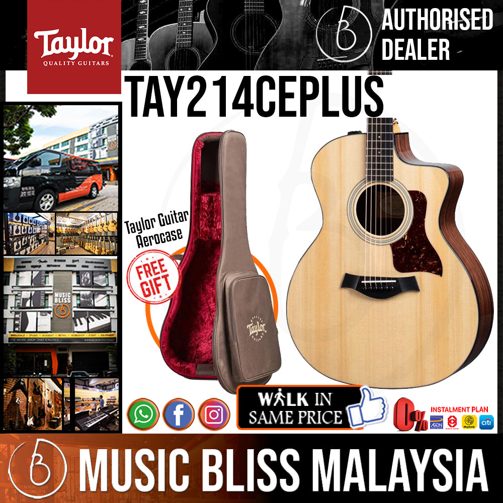 Taylor 214ce Plus Acoustic Electric Guitar with Aerocase Natural