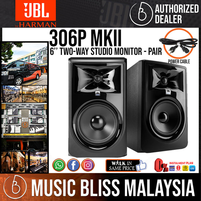 JBL 306P MKII Powered 6" 2-Way Studio Monitor - Pair (306PMKII MK2 / LSR306) *Crazy Sales Promotion* - Music Bliss Malaysia