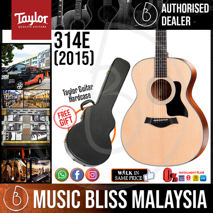 Taylor 314e Grand Auditorium Acoustic-Electric Guitar with Hardcase (314-e / 314 e) *Crazy Sales Promotion* - Music Bliss Malaysia