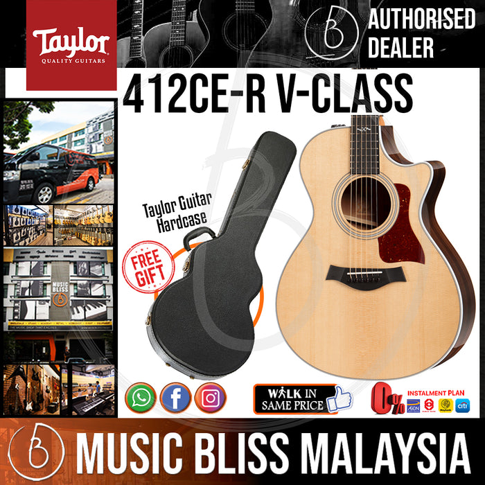 Taylor 412ce-R V-Class Acoustic-Electric Guitar with Hardcase - Natural (412ceR / 412ce R) *Crazy Sales Promotion* - Music Bliss Malaysia
