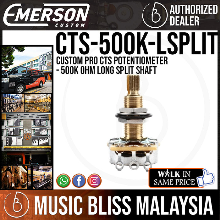 Emerson Custom Pro CTS Potentiometer - 500K ohm Long Split Shaft - Music Bliss Malaysia