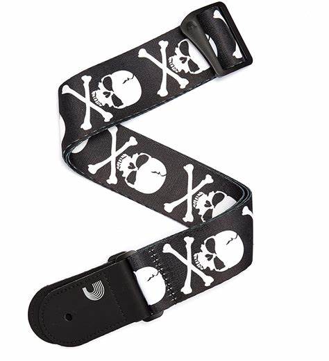 D'Addario 50H01 Cross Bone Skull Woven Guitar Strap - Music Bliss Malaysia