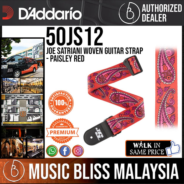 D’Addario 50JS12 Joe Satriani Woven Guitar Strap, Paisley Red - Music Bliss Malaysia
