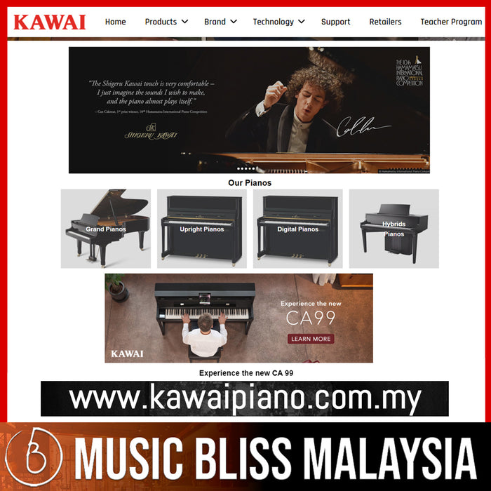 Kawai K-15 Continental Upright Piano - Mahogany Polish - Music Bliss Malaysia