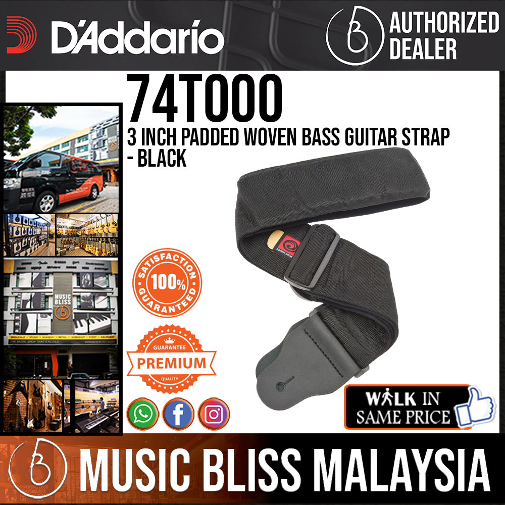 Guitar　Padded　D'Addario　Bass　Woven　74T000　inch　Strap　Bliss　Black　Music　Malaysia