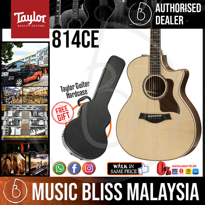 Taylor 814ce V-Class Acoustic-Electric Guitar with Hardcase - Natural (814-ce / 814 ce) *Crazy Sales Promotion* - Music Bliss Malaysia