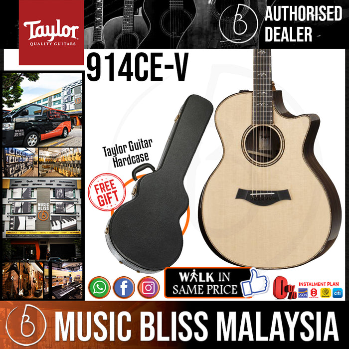 Taylor 914ce V-Class Grand Auditorium Acoustic Guitar with Hardcase (914ce-V / 914ceV / 914ce V) *Crazy Sales Promotion* - Music Bliss Malaysia