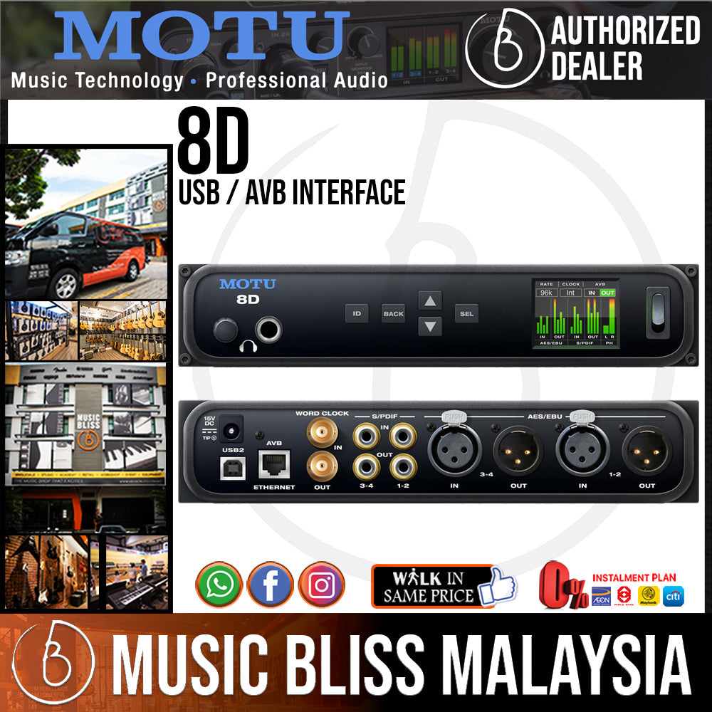 MOTU 8D USB / AVB Interface with AES3 and S/PDIF | Music Bliss Malaysia