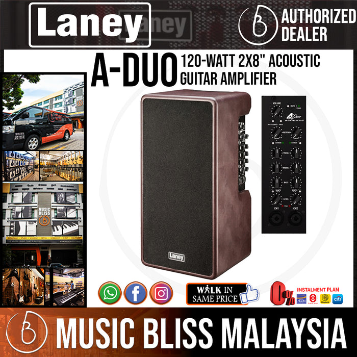 Laney A-DUO 120-watt 2x8" Acoustic Guitar Amplifier (ADUO / A DUO) *Price Match Promotion* - Music Bliss Malaysia