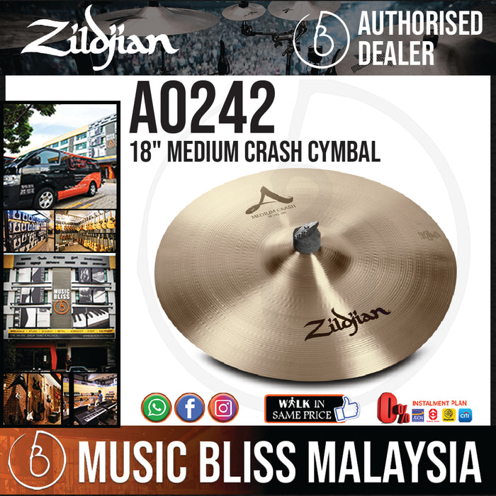 Zildjian 18" A Zildjian Medium Crash Cymbal (A0242) - Music Bliss Malaysia