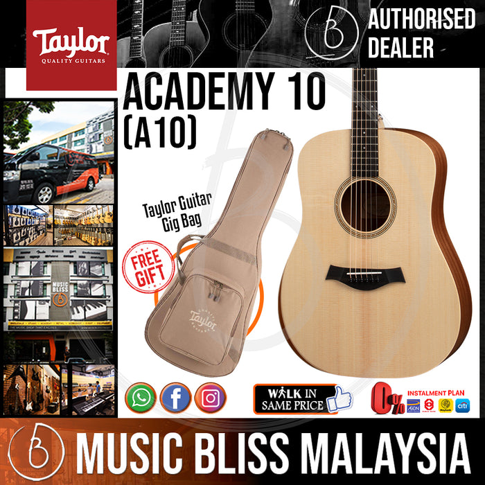 Taylor Academy 10 - Layered Sapele back and sides with Bag *Crazy Sales Promotion* - Music Bliss Malaysia