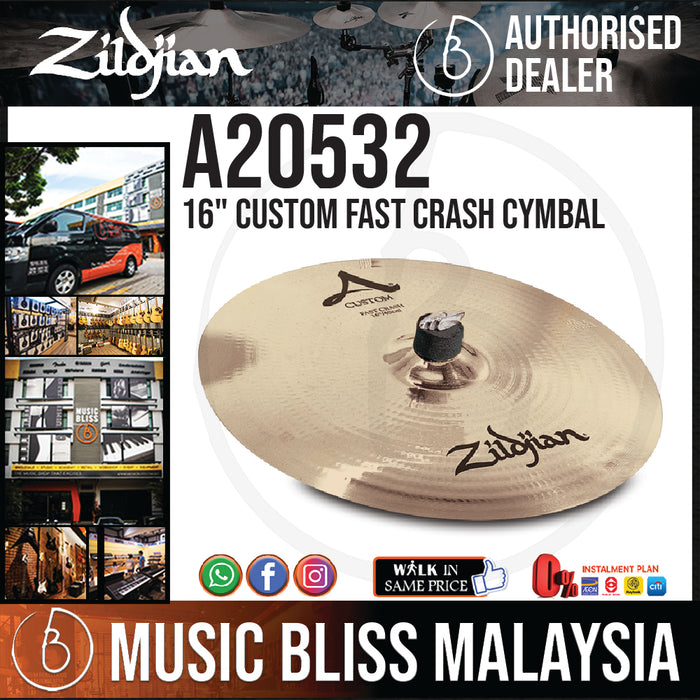 Zildjian 16" A Custom Fast Crash Cymbal (A20532) - Music Bliss Malaysia