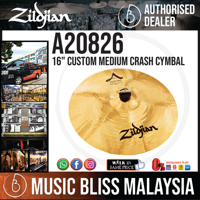 Zildjian 16" A Custom Medium Crash Cymbal (A20826) - Music Bliss Malaysia