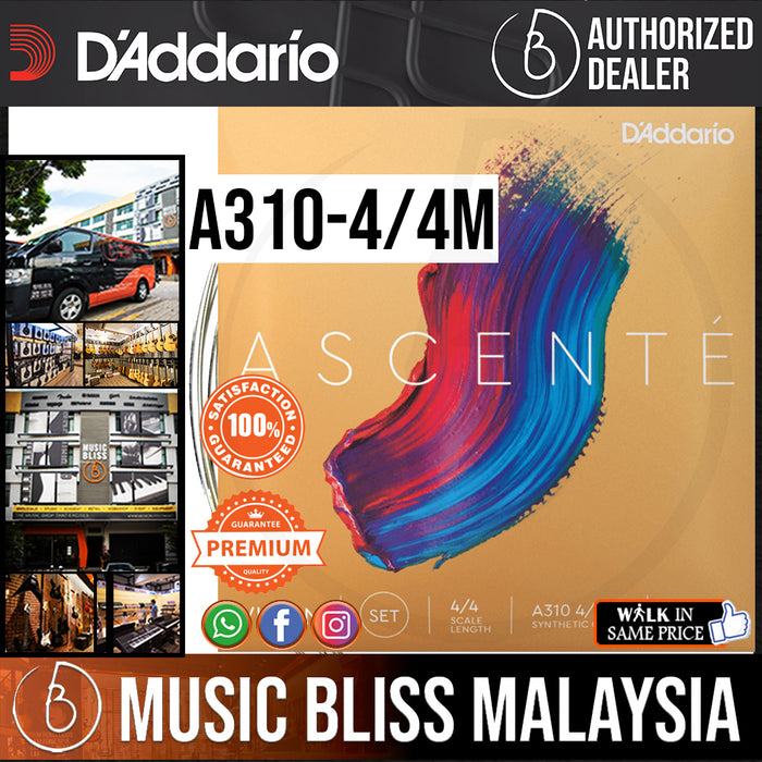 D’Addario A310-4/4M Ascente Violin String Set, 4/4 Scale, Medium Tension (A310 4/4M) - Music Bliss Malaysia
