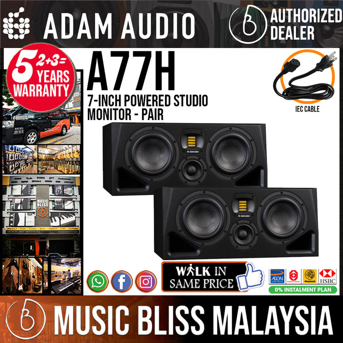 ADAM Audio A77H 7-inch Powered Studio Monitor - Pair - Music Bliss Malaysia