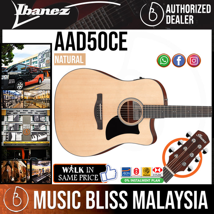 Ibanez AAD50CE Advanced Acoustic-electric Guitar - Natural - Music Bliss Malaysia