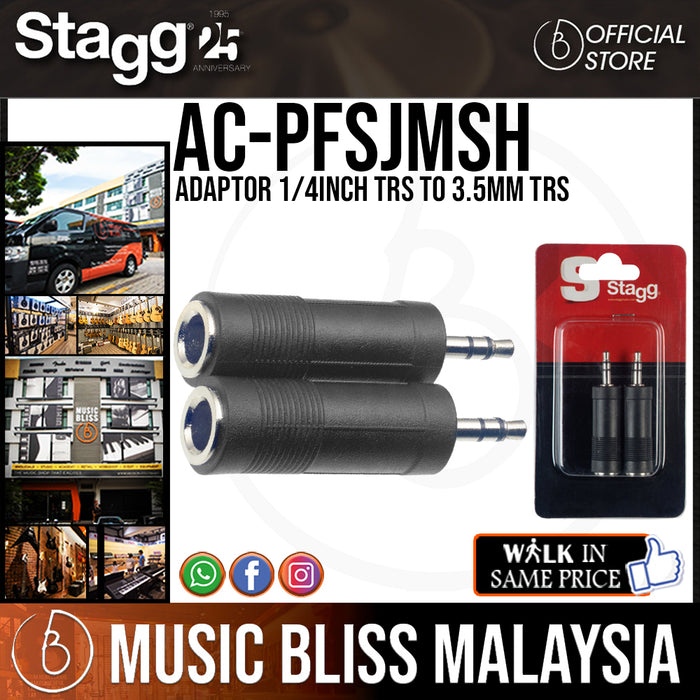Stagg AC-PFSJMSH Adaptor 1/4inch TRS to 3.5mm TRS (ACPFSJMSH) - Music Bliss Malaysia