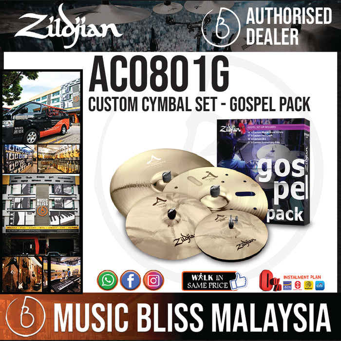 Zildjian A Custom Cymbal Set - Gospel Pack (AC0801G) - Music Bliss Malaysia