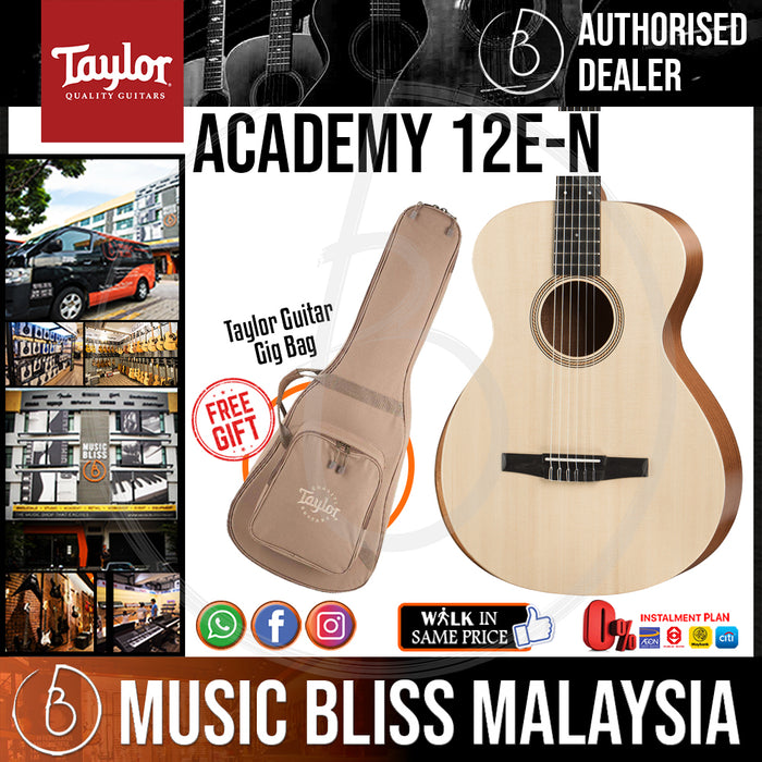 Taylor Academy 12e-N - Layered Sapele back and sides with Bag (Academy 12eN / Academy 12e N) *Crazy Sales Promotion* - Music Bliss Malaysia