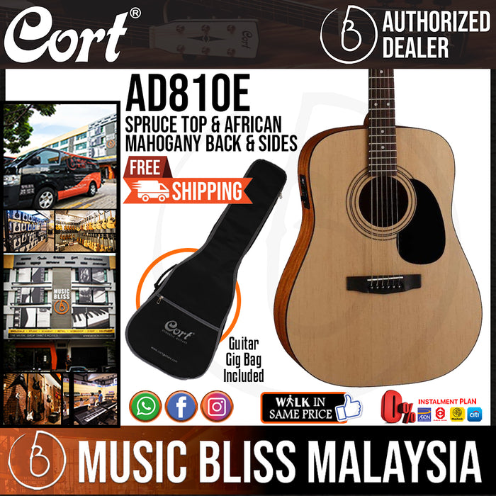 Cort AD810E Acoustic Guitar with Bag (AD 810E AD-810E) - Music Bliss Malaysia