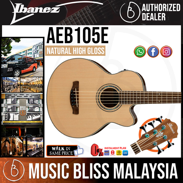 Ibanez AEB105E Acoustic-Electric Bass - Natural High Gloss (AEB105E-NT) - Music Bliss Malaysia