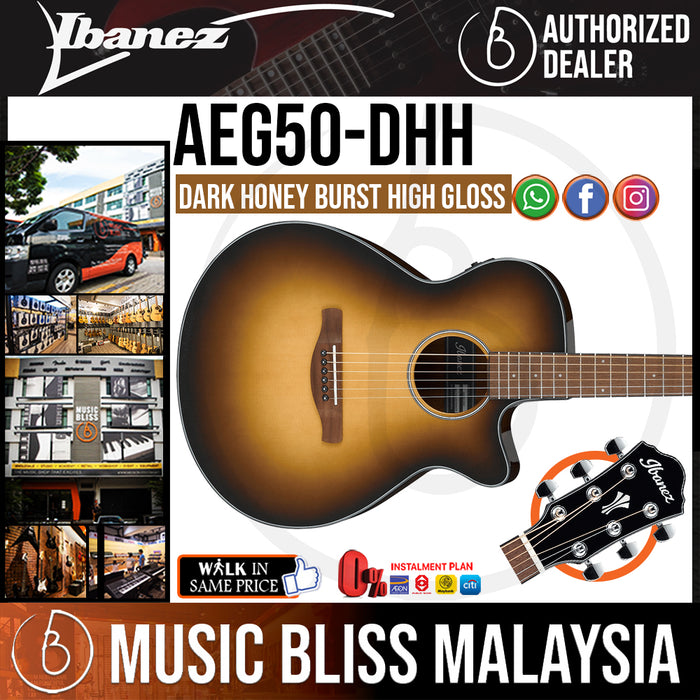 Ibanez AEG50 - Dark Honey Burst High Gloss (AEG50-DHH) *Price Match Promotion* - Music Bliss Malaysia