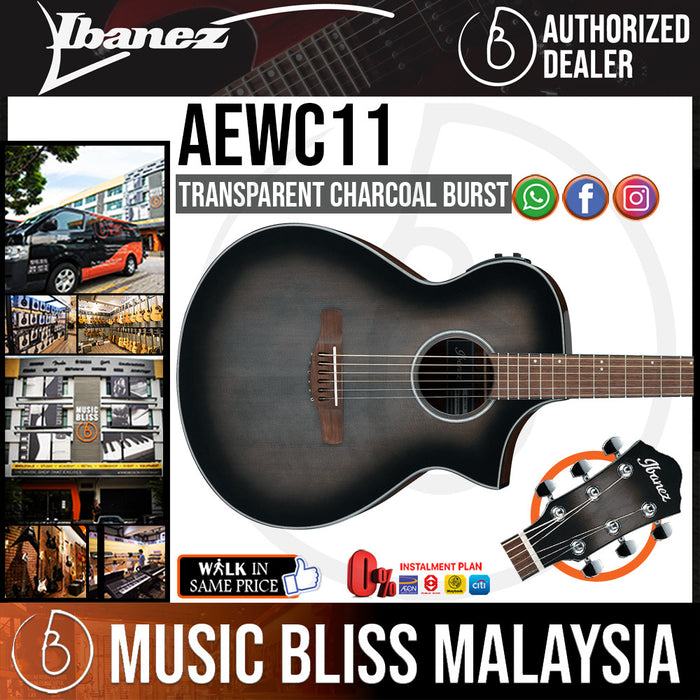 Ibanez AEWC11 - Transparent Charcoal Burst (AEWC11-TCB) - Music Bliss Malaysia