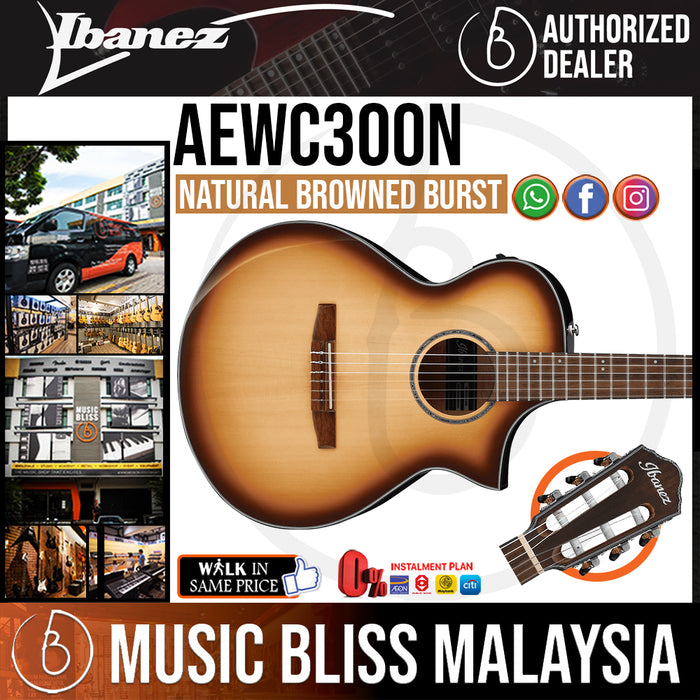 Ibanez AEWC300N - Natural Browned Burst High Gloss (AEWC300N-NNB) - Music Bliss Malaysia