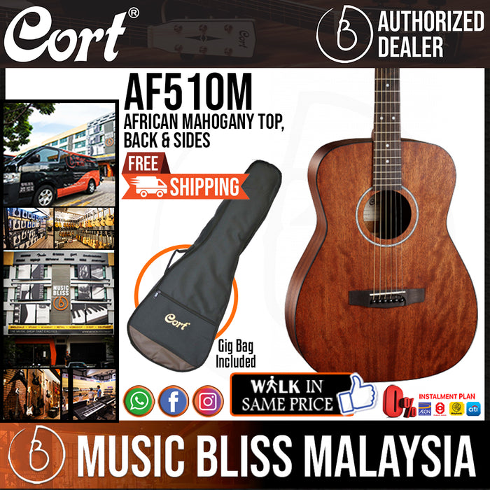 Cort AF510M Mahogany Acoustic Guitar with Bag (AF 510M AF-510M) - Music Bliss Malaysia