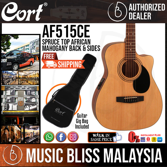 Cort AF515CE Acoustic Guitar with Bag (AF 515CE AF-515CE) - Music Bliss Malaysia