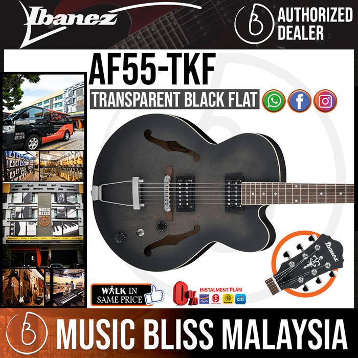 Ibanez Artcore AF55 - Transparent Black Flat (AF55-TKF) *Price Match Promotion* - Music Bliss Malaysia