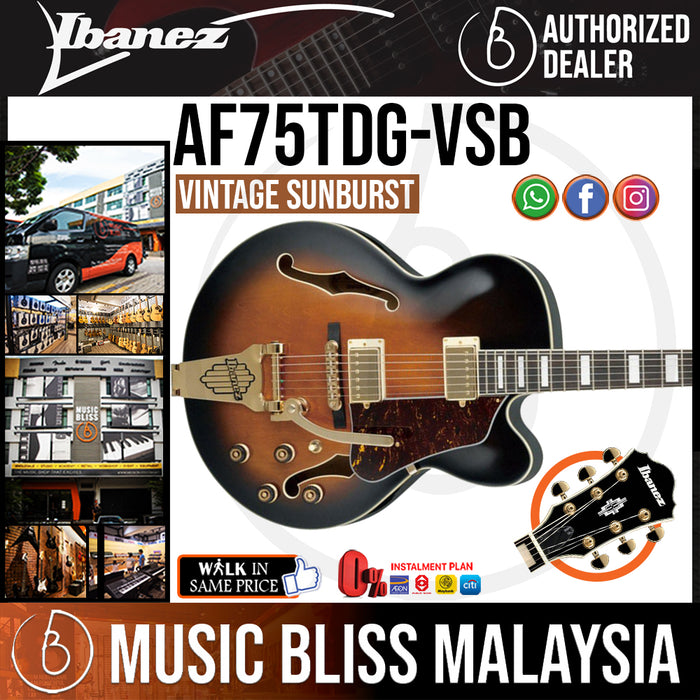 Ibanez Artcore AF75TDG - Vintage Sunburst (AF75TDG-VSB) - Music Bliss Malaysia