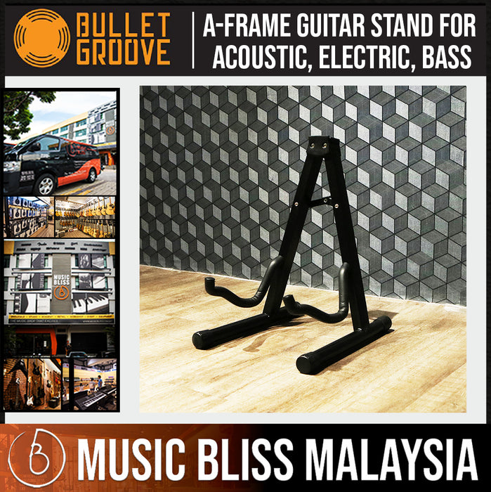 Bullet Groove A Frame Guitar Stand, A-Frame Guitar Stand for Acoustic, Electric, Bass Guitars, Best Budget Durable Guitar A Frame Stand Malaysia - Music Bliss Malaysia