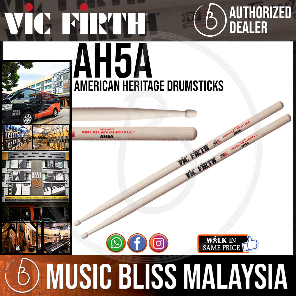Vic Firth American Heritage Drumsticks 5A Wood Tip Music