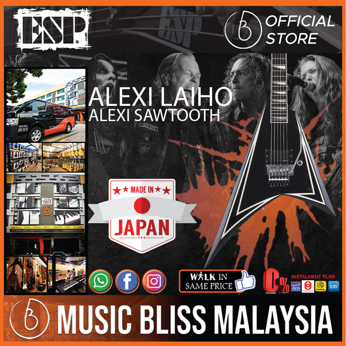 ESP Alexi Laiho Alexi Sawtooth - Black with Luminous Pinstripe - Music Bliss Malaysia