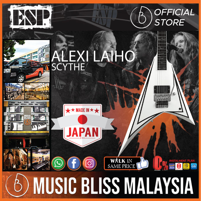 ESP Alexi Laiho Scythe - White with Black Pinstripe - Music Bliss Malaysia