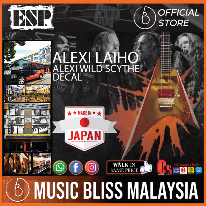 ESP Alexi Laiho Alexi Wild Scythe Decal Version - I WORSHIP CHAOS Graphic with Red Pinstripe - Music Bliss Malaysia