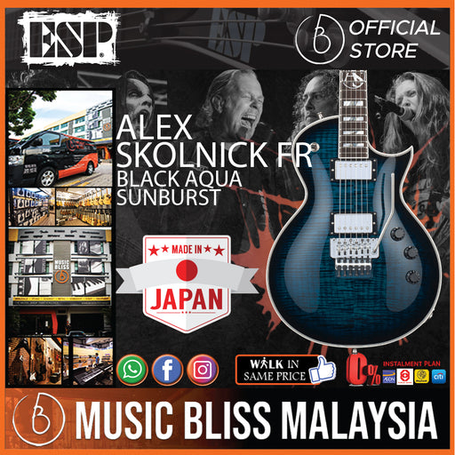 ESP Alexi Skolnick FR EC Series Flamed Maple - Black Aqua Sunburst - Music Bliss Malaysia