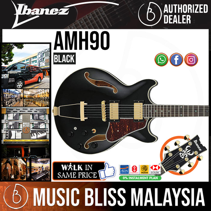 Ibanez Artcore Expressionist AMH90 Hollowbody Electric Guitar - Black - Music Bliss Malaysia
