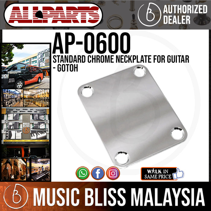 ALLPARTS AP-0600-010 Standard Chrome Neckplate for Guitar - Gotoh (AP0600010) - Music Bliss Malaysia