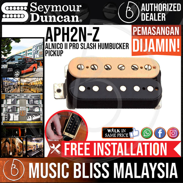 Seymour Duncan APH-2N Alnico II Pro Slash Humbucker Pickup – Zebra Neck (APH2N-Z) (Free In-Store Installation) - Music Bliss Malaysia