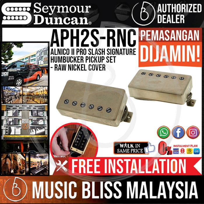 Seymour Duncan APH-2S Alnico II Pro Slash Signature Humbucker Pickup Set - Raw Nickel Cover (APH2S-RNC) (Free In-Store Installation) - Music Bliss Malaysia