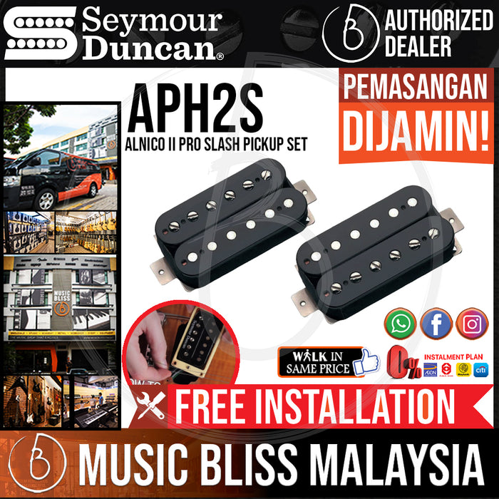 Seymour Duncan APH-2S Alnico II Pro Slash Pickup Set - Black (APH2S) (Free In-Store Installation) - Music Bliss Malaysia